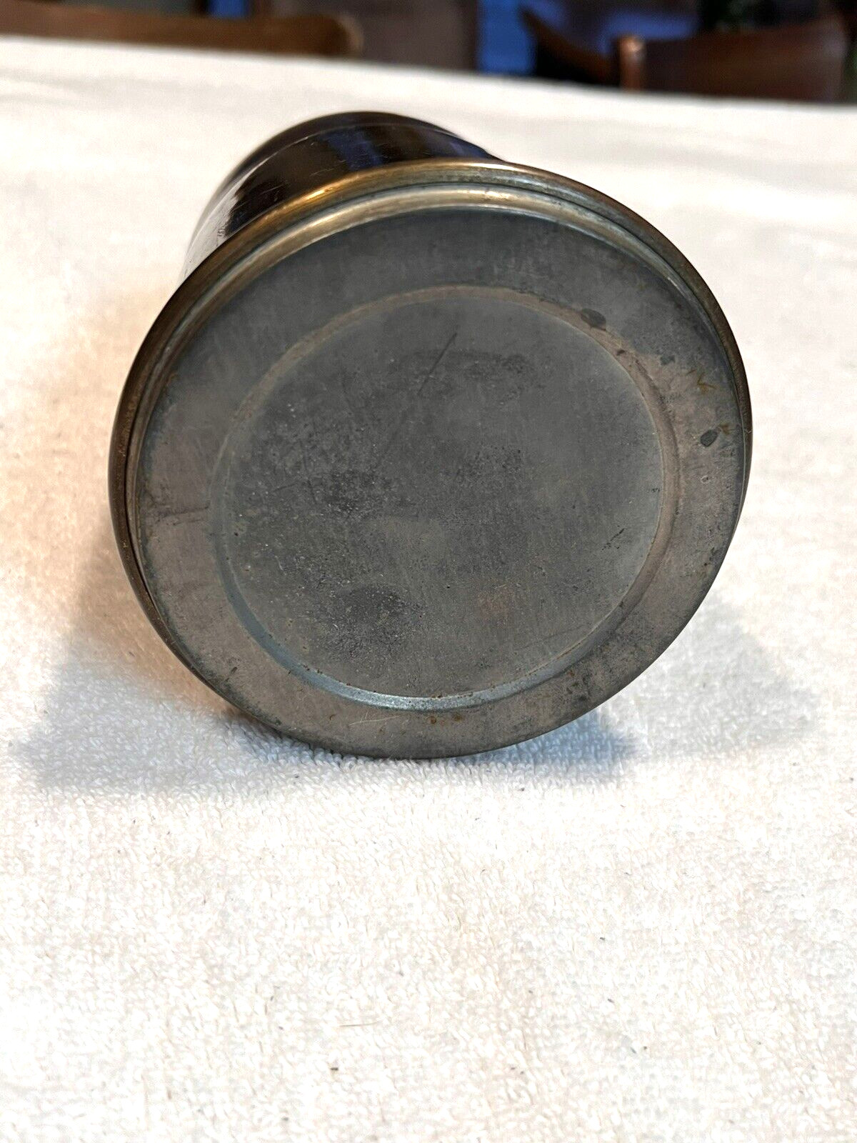 Large WWI Shell Shaped Tobacco Canister 8" Tall X 5" in diameter No Dents.