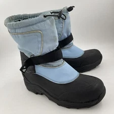 Lands' End Girls Blue Black Winter Boots Snow Shoes Hook & Loop Close - Size 6 Y
