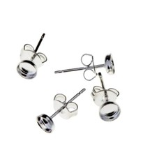 ZDP USA 20pcs  4mm Sterling Silver 925 Post Bezel Earrings ,with Ear-backs