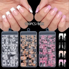 120Pcs False Nail Tips Short French Half Cover Artificial Acrylic Nails Clear ✿