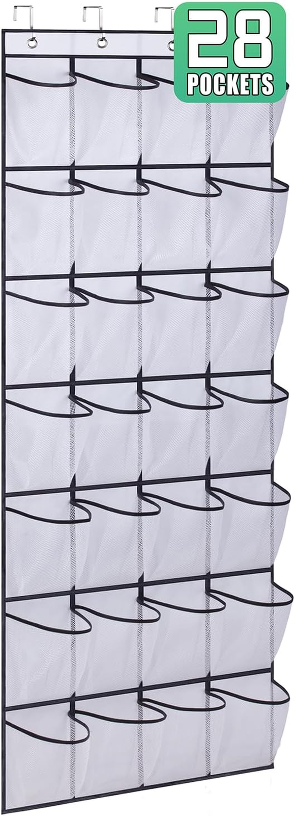 28 Large Mesh Pockets over the Door Shoe Rack, Hanging Shoe Organizer for Closet