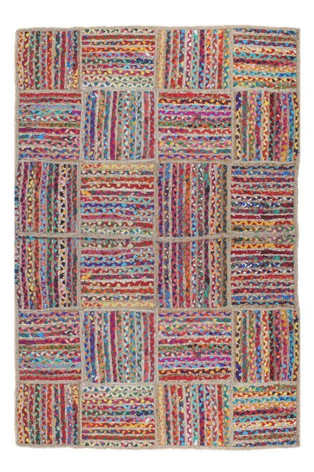 Alfombras de yute de algodón Chindi rojas trenzadas a mano alfombras para sala de estar 4x6 6x9 Foto 3 de 4