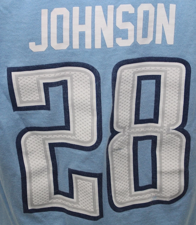 Camiseta Vintage Tennessee Titans #28 Chris Johnson Reebok NFL Jersey Juvenil Pequena - Imagem 4 de 4
