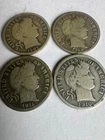 Lot of 4 circulated Barber Dimes 90% Silver