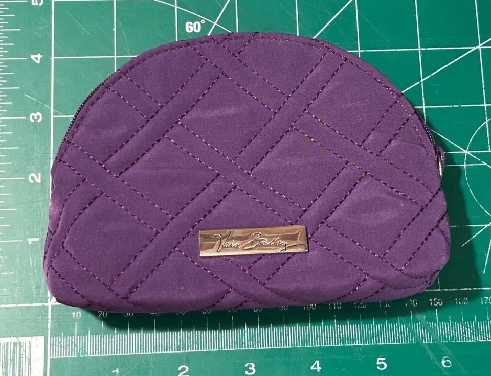 Mini bolsa de maquillaje Vera Bradley acolchada púrpura saúco estuche de cosméticos microfibra Foto 4 de 4