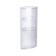 Image of White 3-Tier Corner Bathroom Cabinet, Wall Mount, 2 Doors, 20x62.5cm