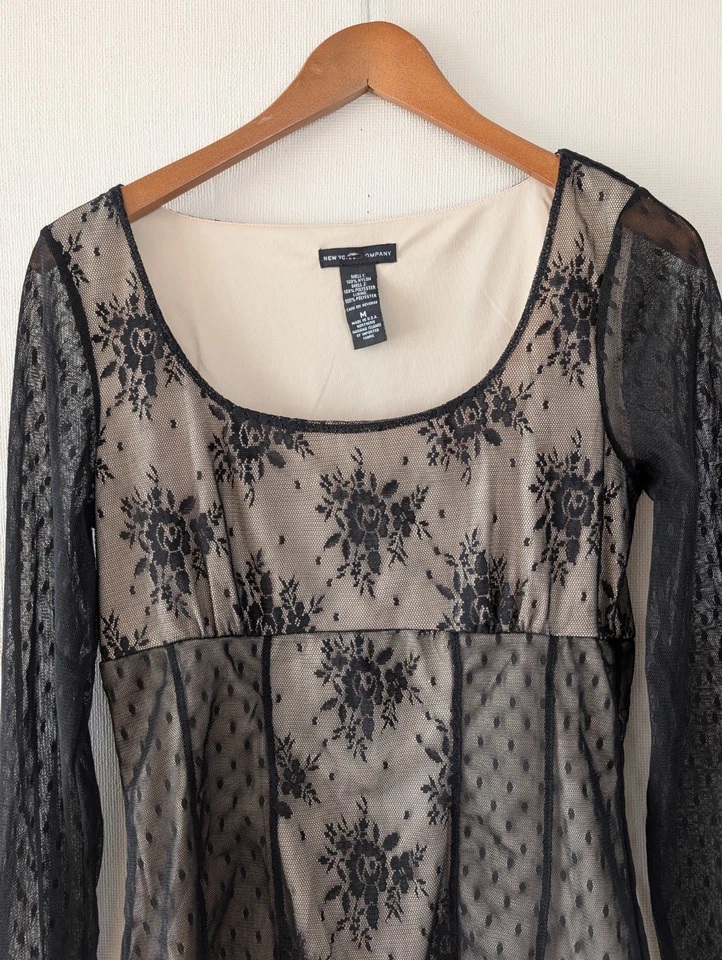 Top Babydoll Lechera Vintage Romántico Hada Grunge Capricho Encaje Malla Transparente  Foto 2 de 4