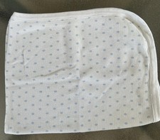 Parents Choice Waffle Knit Cotton Thermal Blanket Lovey White With Blue Dots