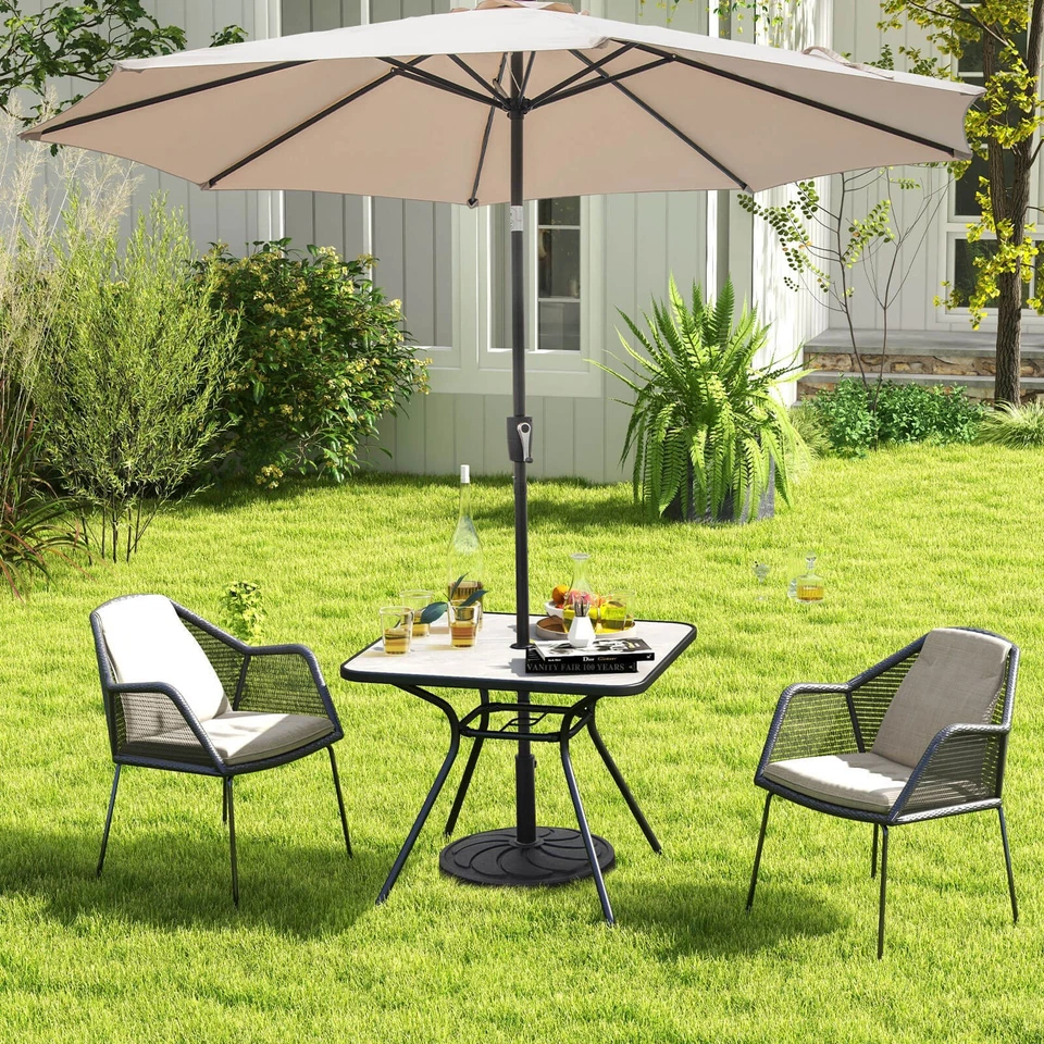 Outdoor Dining Table 32" x 32" Patio Bistro Table w/ Umbrella Hole for 4 Persons - Image 4 of 4