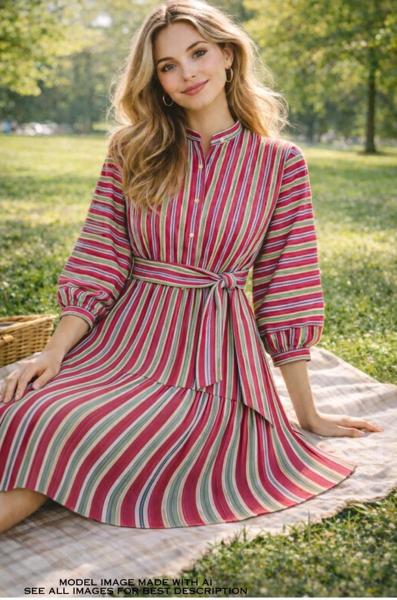 Cotton 3/4 Sleeve Striped Dresses for Women for sale | eBay