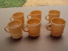 Six Vintage Anchor Hocking Fire King Kimberly Diamond Peach Luster Coffee Mug