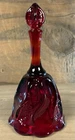Vintage Fenton Ruby Red Glass Bell Swirl Pattern Handmade USA Crystal Clapper