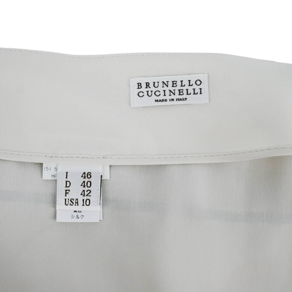 BRUNELLO CUCINELLI | Ivory Striped Ruffle-Trim Skirt Size US 10 - Image 4 of 4