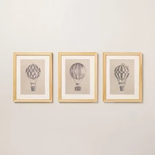 11"x14" Hot Air Balloon Sketch Framed Wall Art (Set of 3) -