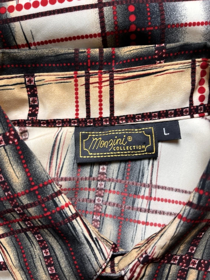 Men's Vintage Monzini Collection Brown tan Button Up Shirt Size L - Image 2 of 3