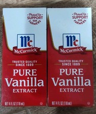 Lot Of 2 McCormick All Natural Pure Vanilla Extract 4 FL OZ- 8oz Total