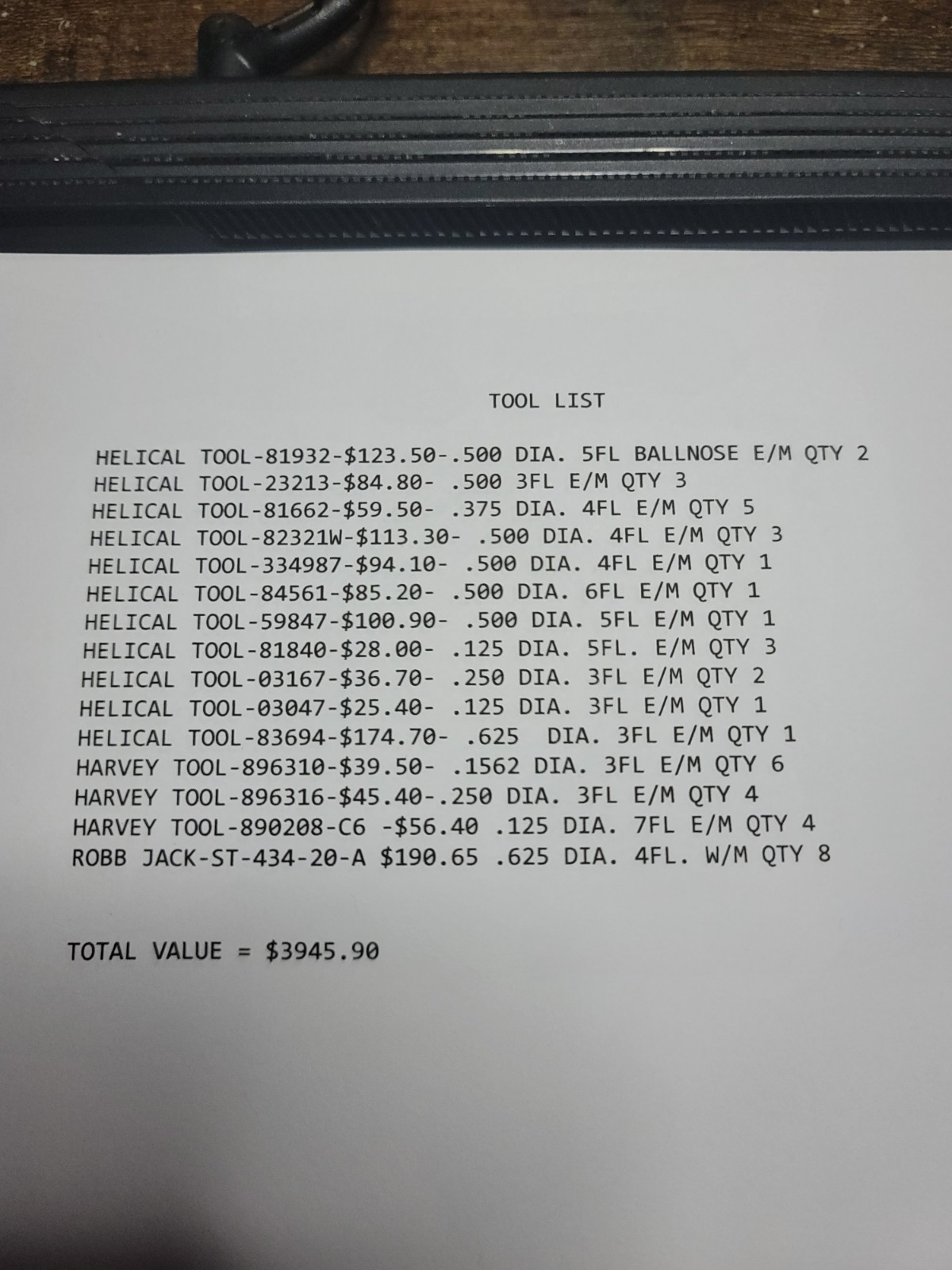 CARBIDE ENDMILL LOT,HELICAL TOOL,HARVEY TOOL & ROBB JACK