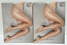Nordstrom Control Top Gloss Lot of 2 Pantyhose Silver Sz C #1000B 10 Denier New