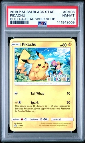 Build a Bear Pokemon Card Pikachu SM86 Promo Trading Card TCG PSA 8 Graded