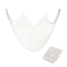 2 Pack Decorative Fishing Net Decor, Beige 80x40 Inch Wall Hanging Cotton Net