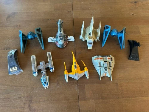 Lot (7) Vintage Star Wars Micro Machines Action Fleet Ships Boba Fett Naboo Etc