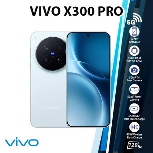 New VIVO X300 Pro 5G Android Mobile Phone 16GB+512GB/BLUE/Dual SIM/Unlocked