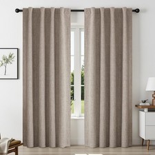 Natural Linen 100 Blackout Curtains 72 Inch Length 2 Panels Set, Back Tab an...