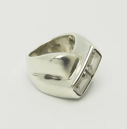 Modern vintage chunky sterling 925 silver crystals X vintage ring sz 4.75
