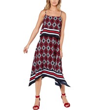 Tommy Hilfiger Womens 3-Tone Midi Dress, Blue, 4