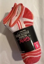 6 Pair Girls No Show Athletic Socks-Shoe Size 1-7