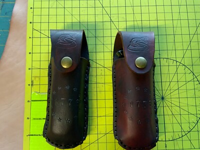 Handmade Leather Folding Knife/ Double/Single Stack 2 Magazine Pouch 