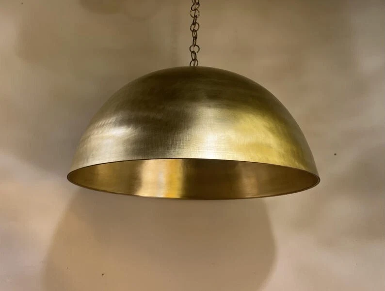 Pantalla domo, iluminación domo latón hecha a mano, isla cocina latón marroquí, Foto 4 de 4