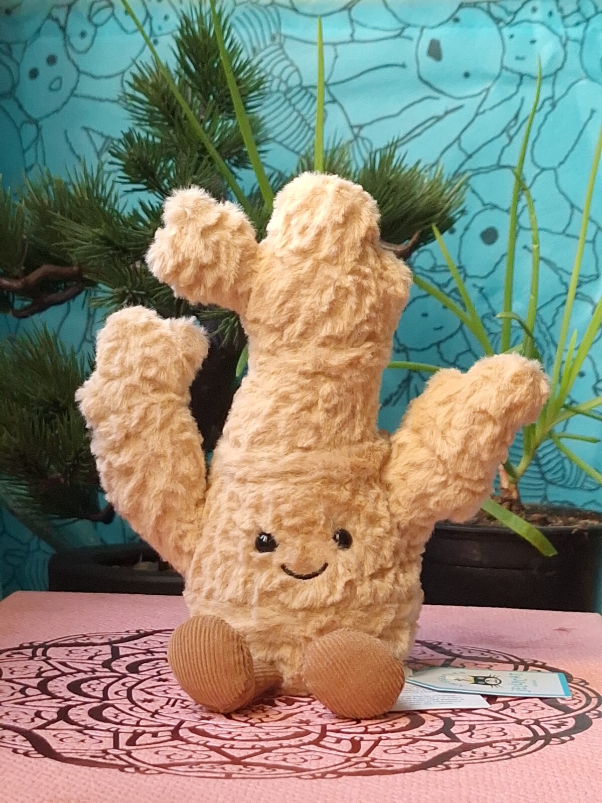 Peluche Amuseables Ginger Jellycat en racine de gingembre de 20 cm