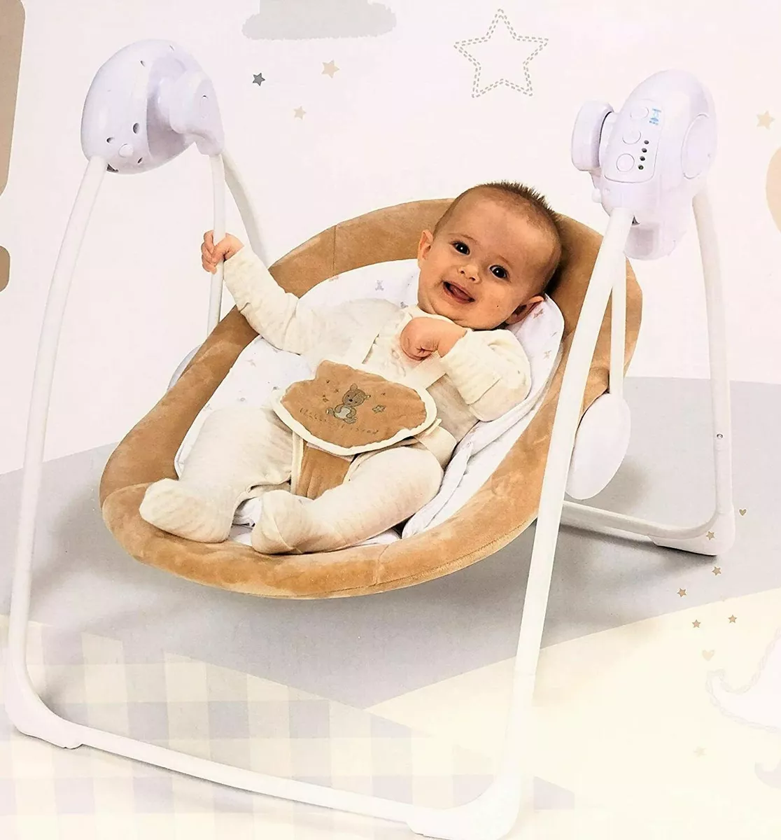 LADIDA Teddy Foldable Electric Baby Swing Speed Control Timer Music Toys 80