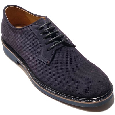 NEW Giorgio ARMANI Navy Blue Suede Leather Dress 8 41 Men display picture 3