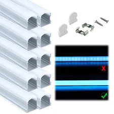 Muzata 10Pack 6.6FT/2M U Shape LED Channel System with Milky White Cover U108