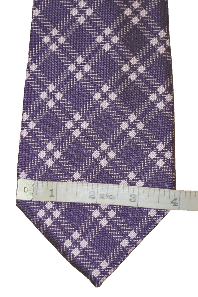$250 Novo sem etiquetas Tom Ford roxo overcheck masculino 3,9" tecido de seda pescoço gravata Itália - Imagem 4 de 4