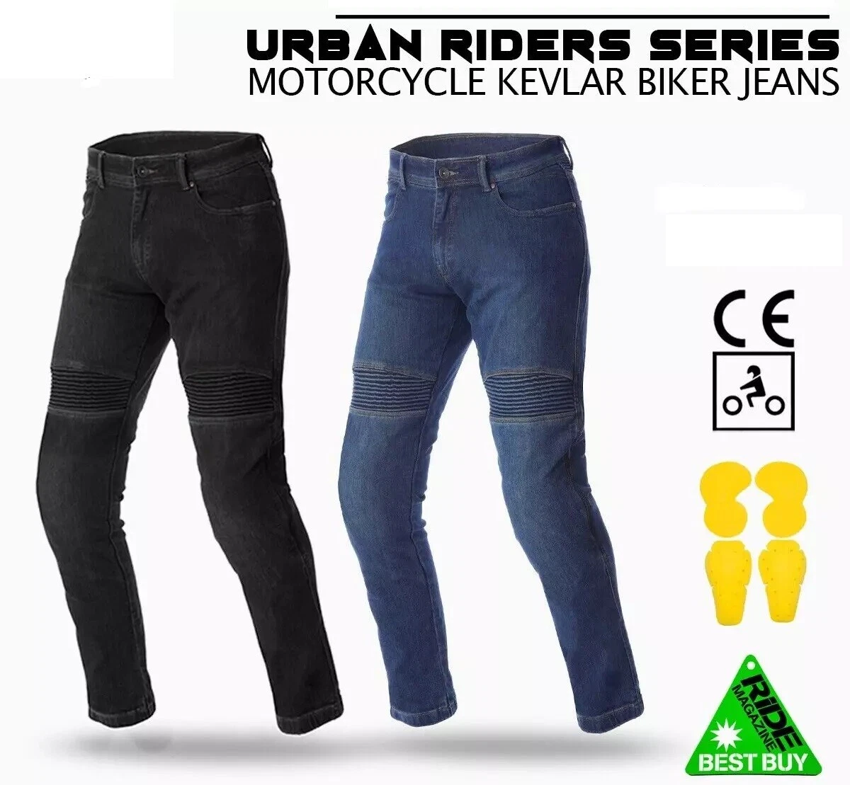 Mens Motorcycle Jeans Motorbike Pant Denim Trousers Made with Kevlar & CE Armors