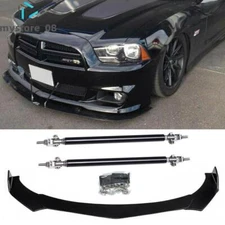For Dodge Charger SXT RT SRT Car Front Bumper Lip Spoiler Splitter & Strut Rods