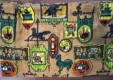 Vintage 50s 60s Colonial Kitchen (or Den) Cafe Curtains Fabric Scaps 6 Pcs