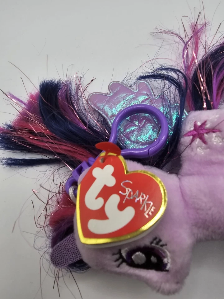My Little Pony 2015 Ty Beanie Babies TWILIGHT SPARKLE Purple 4" clip on RETIRED  - Image 4 of 4