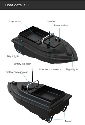 GPS Fixed Speed Cruise RC Fishing Bait Boat 10000mAh 2KG Carrying Hook & Net D16 - Picture 17 of 23