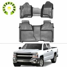 Floor Mats Liners for 2014- 2018 Chevy Silverado Sierra 1500 Crew Cab Bench Seat