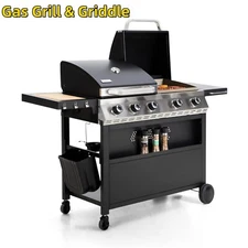 Propane Gas Griddle and Grill Combo BBQ Grill with Flat Top Griddle ,696 SQIN