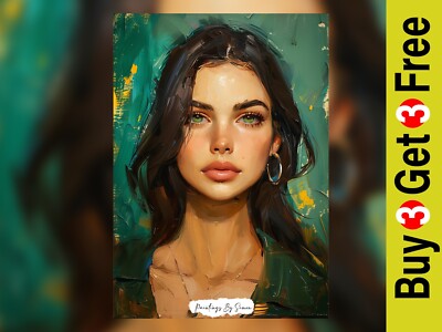Expressive Female Portrait Art Print 5''x7'' on Matte Paper