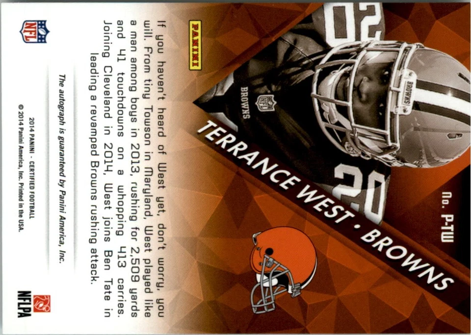 2014 Certified Potential Autographs #PTW Terrance West Auto /399 - FB - Image 2 of 2