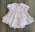 Will'beth Newborn Baby Girl Fancy Pink Heirloom Dress w/Lace NWT Sz0 Dolls