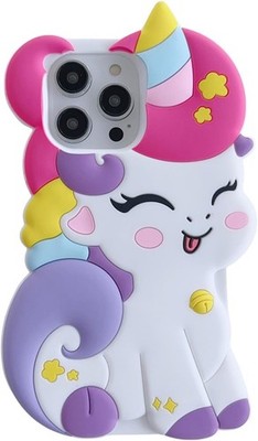   3D Cute Unicorn Case iPhone 13 Pro Max Soft Silicone Cartoon Cover girls