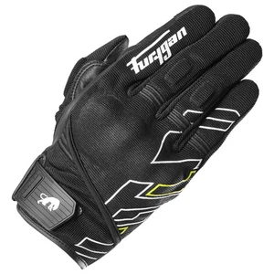 Furygan Jet Neon D3O Textile Motorcycle Gloves - Black / White / Fluo Yellow