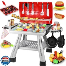 2025 Kids Kitchen Playset Toy Grill BBQ with Smoke Light Pretend 